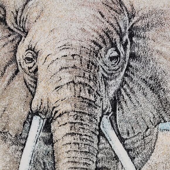 Vintage 1992 Sansegal Elephant Shirt Large 21x27 Desert USA - Picture 13 of 15